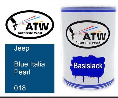 Jeep, Blue Italia Pearl, 018: 500ml Lackdose, von ATW Autoteile West.